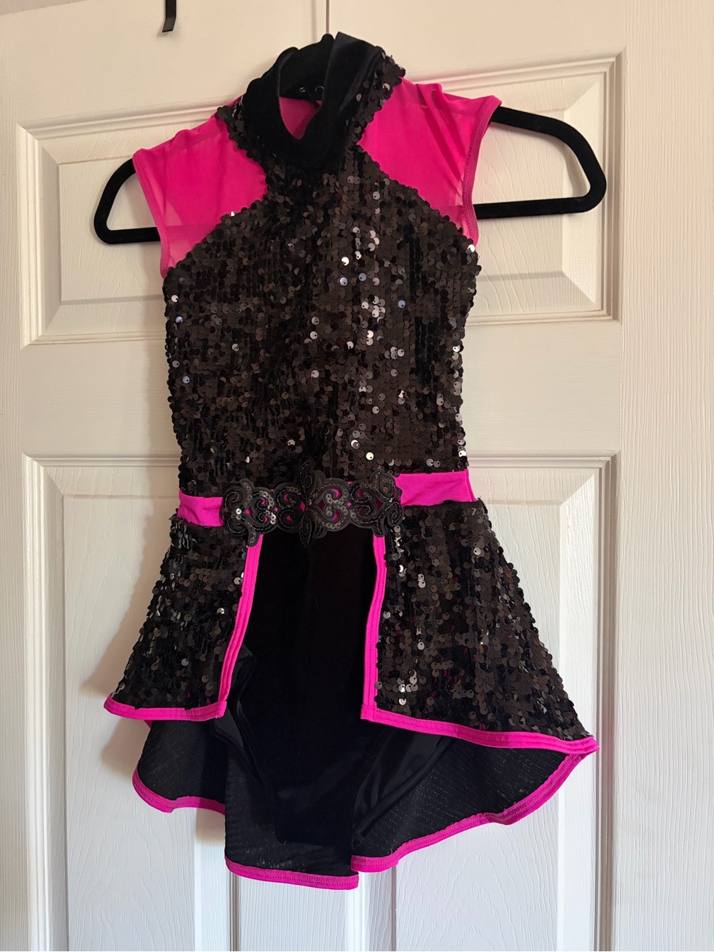 Black & Hot Pink Sequin Kids Costume Dress large child